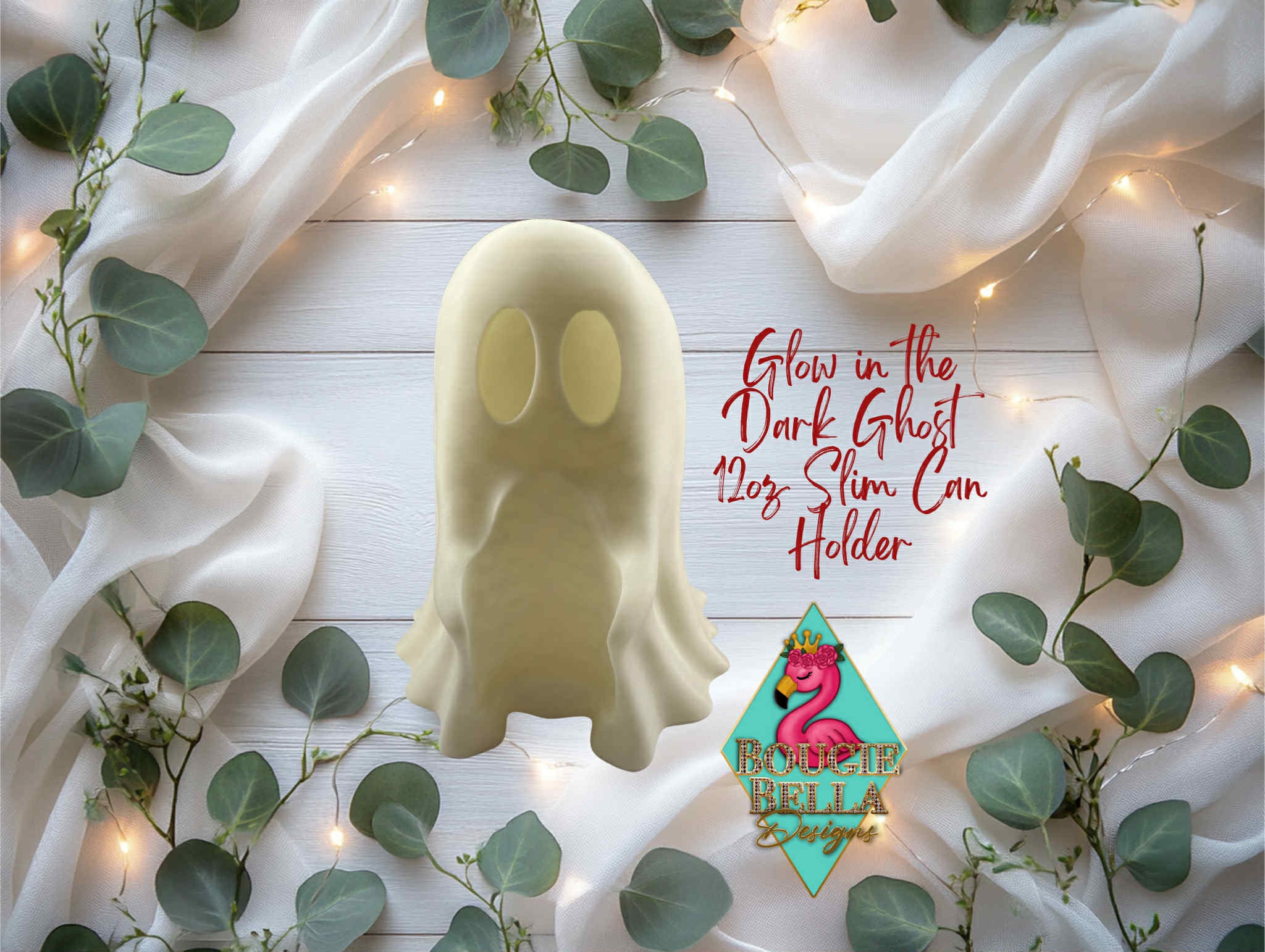 Glow In The Dark 12oz Slim Can Holding Ghost