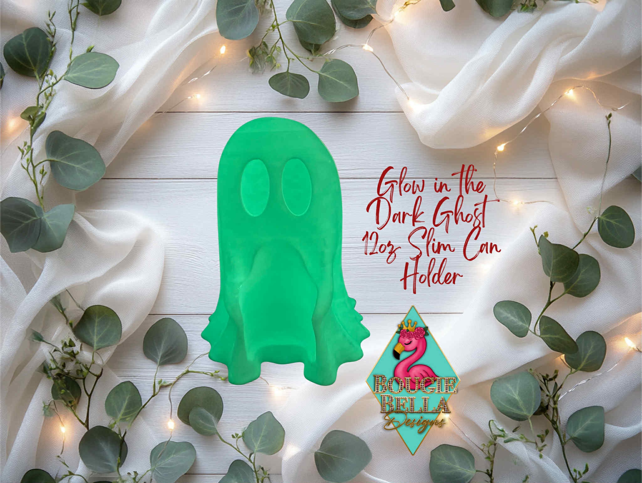Glow In The Dark 12oz Slim Can Holding Ghost